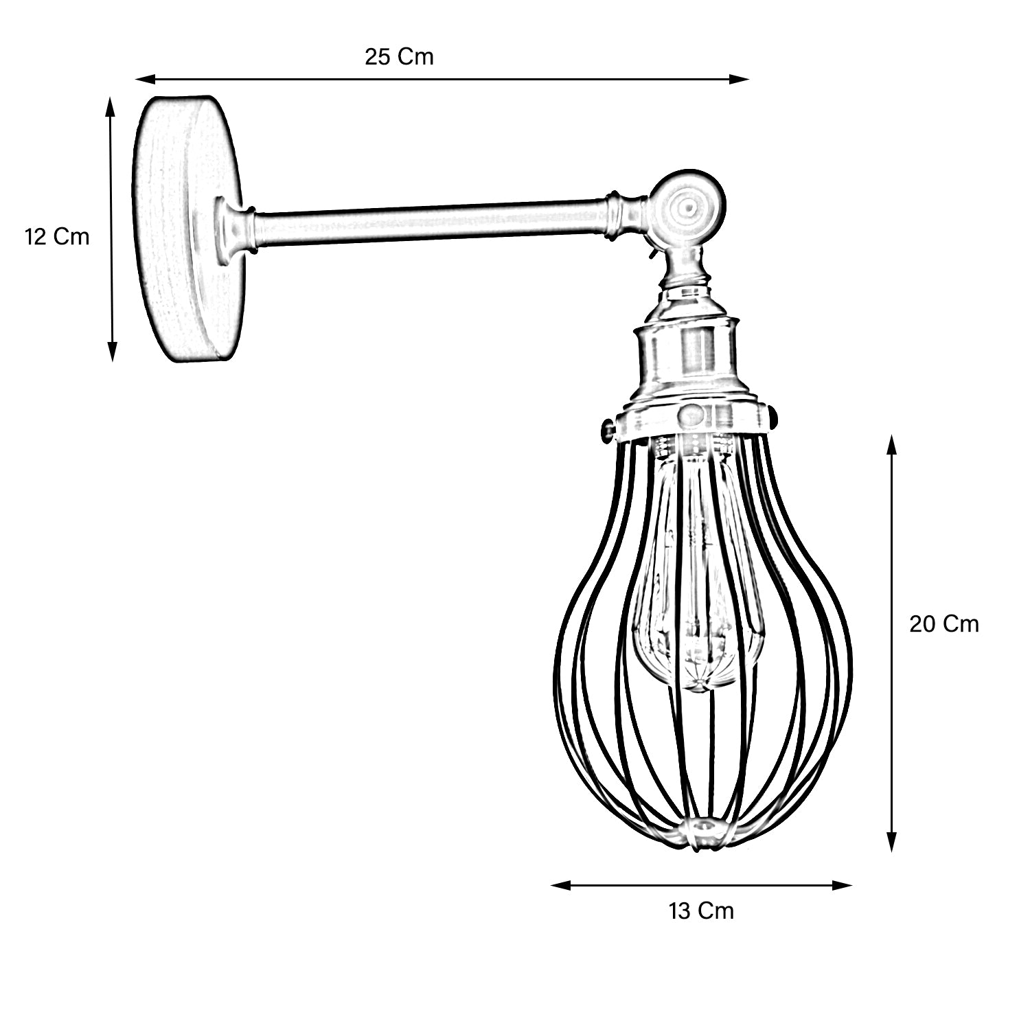 Black Wall Light Fitting Metal Big Vase Shape Shade Sconce Indoor Light Fittings~3479 - LEDSone UK Ltd