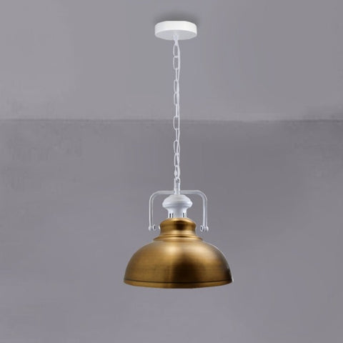 Plafond suspendu d'intérieur vintage industriel rétro en métal jaune et laiton, support E27 UK ~ 3834