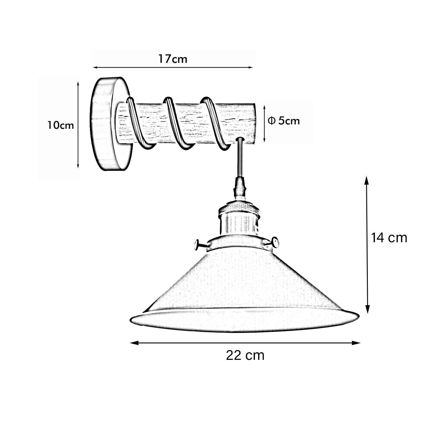 Modern Combined Solid Wooden Arm Chandelier Lighting With Orange Cone Shaped Metal Shade wall sconce~3474 - LEDSone UK Ltd