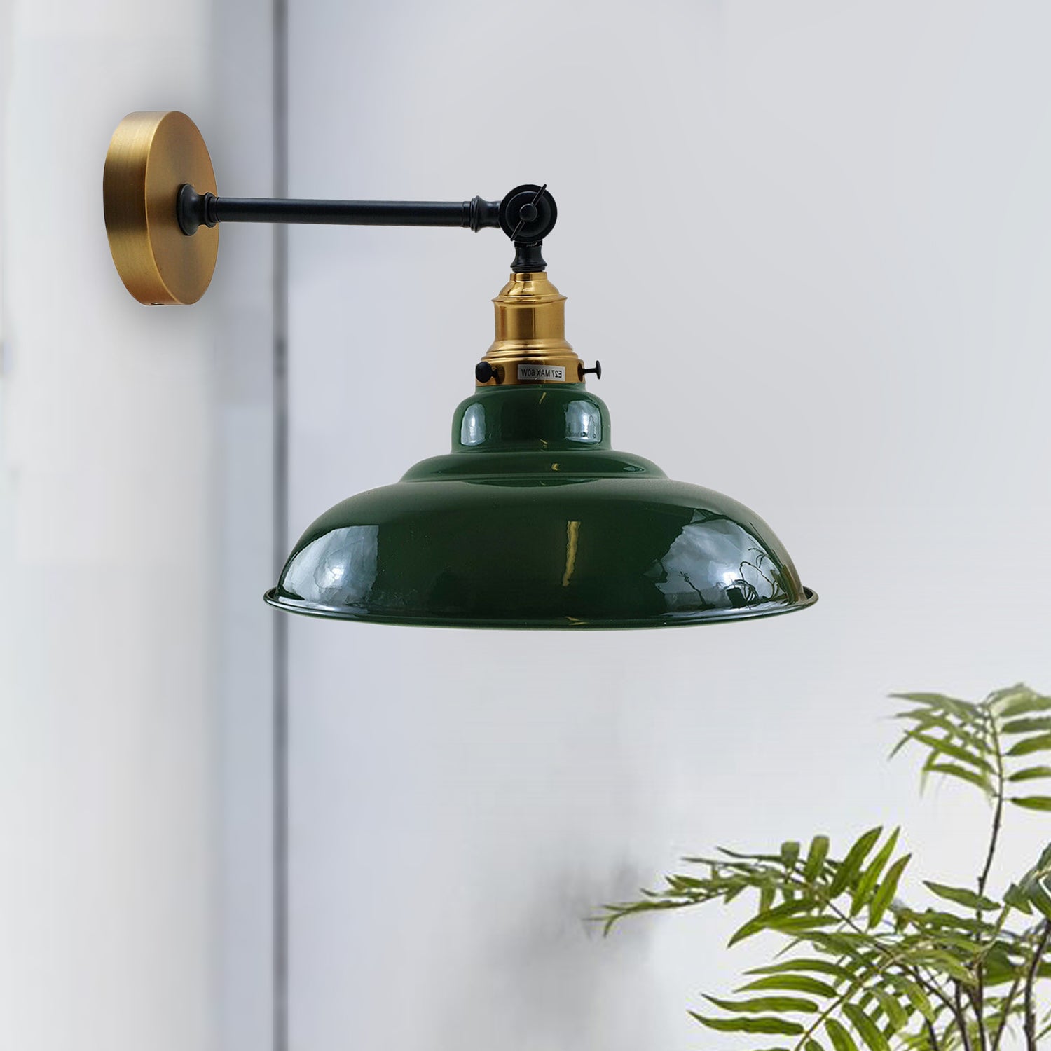 Green Shade With Adjustable Curvy Swing Arm Wall Light Fixture Loft Style Industrial Wall Sconce~3465 - LEDSone UK Ltd