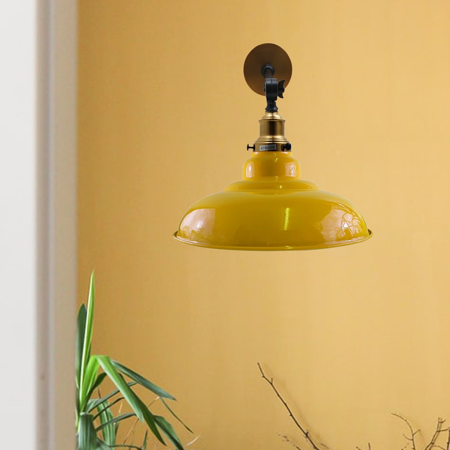 Yellow Shade With Adjustable Curvy Swing Arm Wall Light Fixture Loft Style Industrial Wall Sconce~3467 - LEDSone UK Ltd