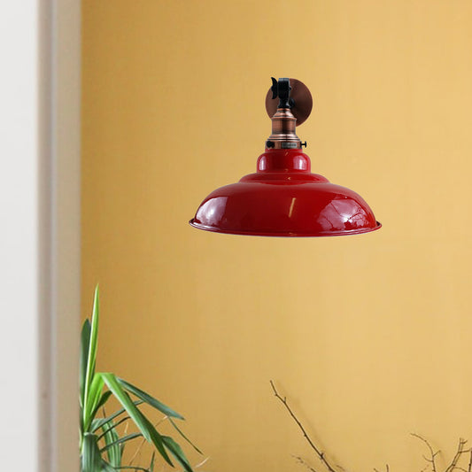 Red Shade With Adjustable Curvy Swing Arm Wall Light Fixture Loft Style Industrial Wall Sconce~3469 - LEDSone UK Ltd