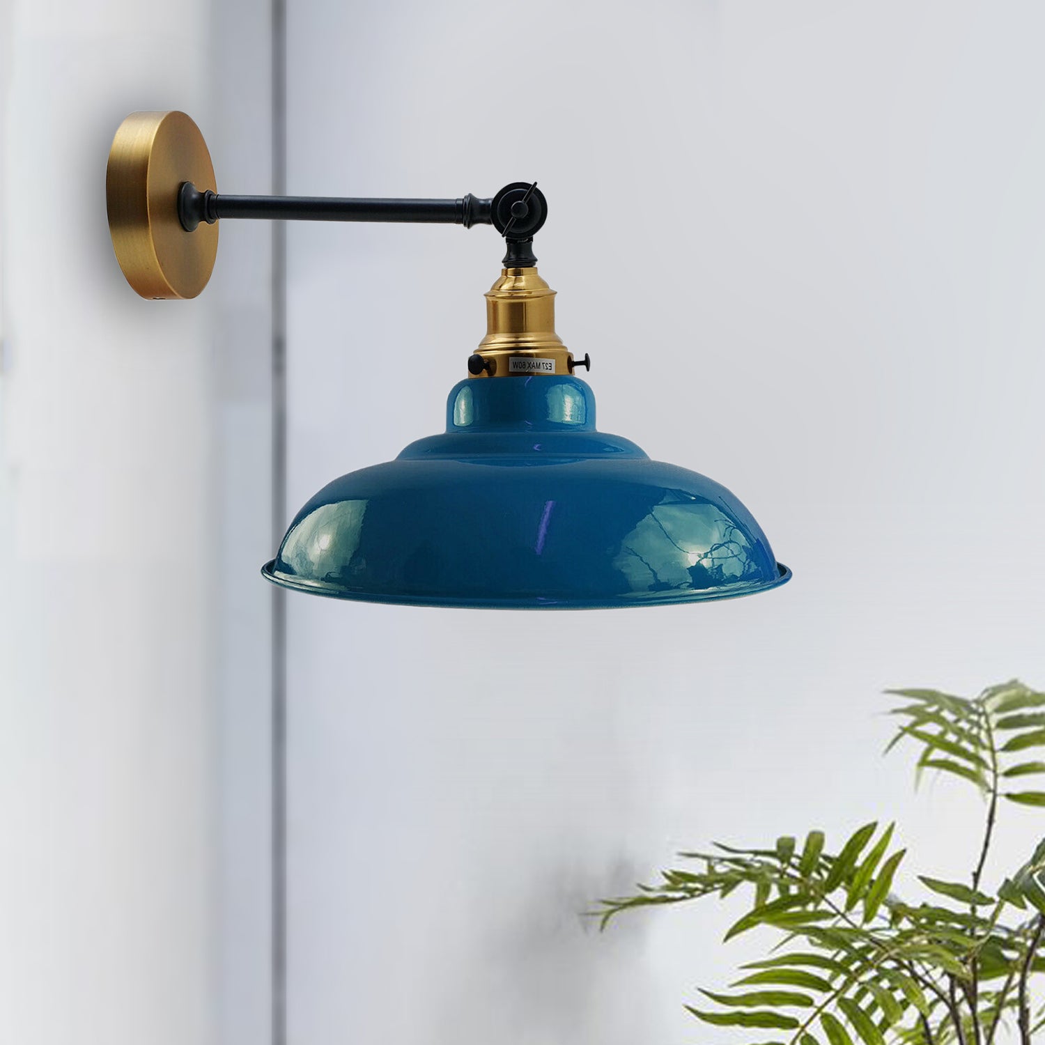 Dark Blue Shade With Adjustable Curvy Swing Arm Wall Light Fixture Loft Style Industrial Wall Sconce~3470 - LEDSone UK Ltd