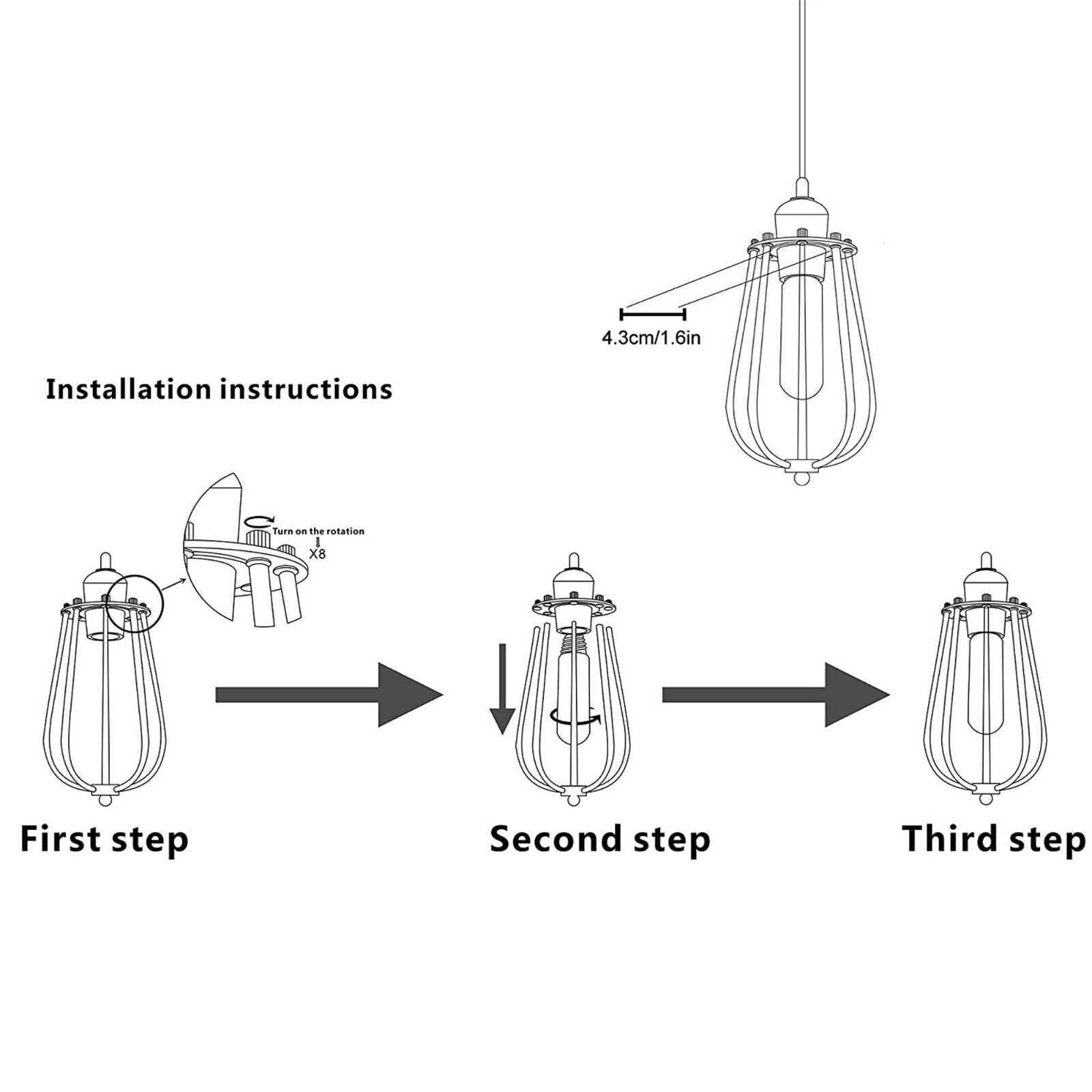 3 Light Cage Ceiling Hanging Pendant Lamp