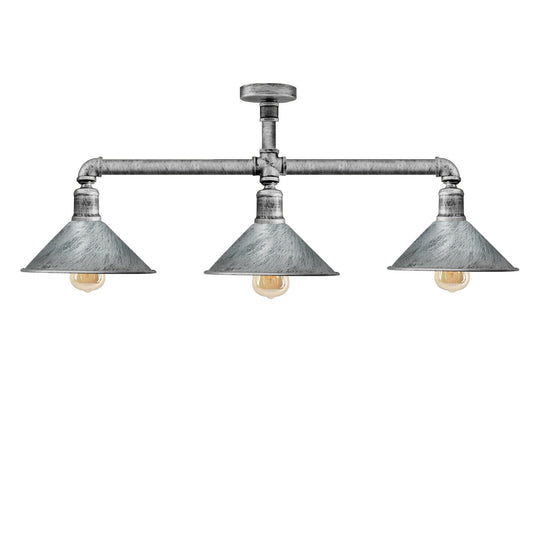 Ceiling Light Retro Vintage Industrial Flush Mount Brushed Silver Pipe Light Ceiling Light E27~3592 - LEDSone UK Ltd