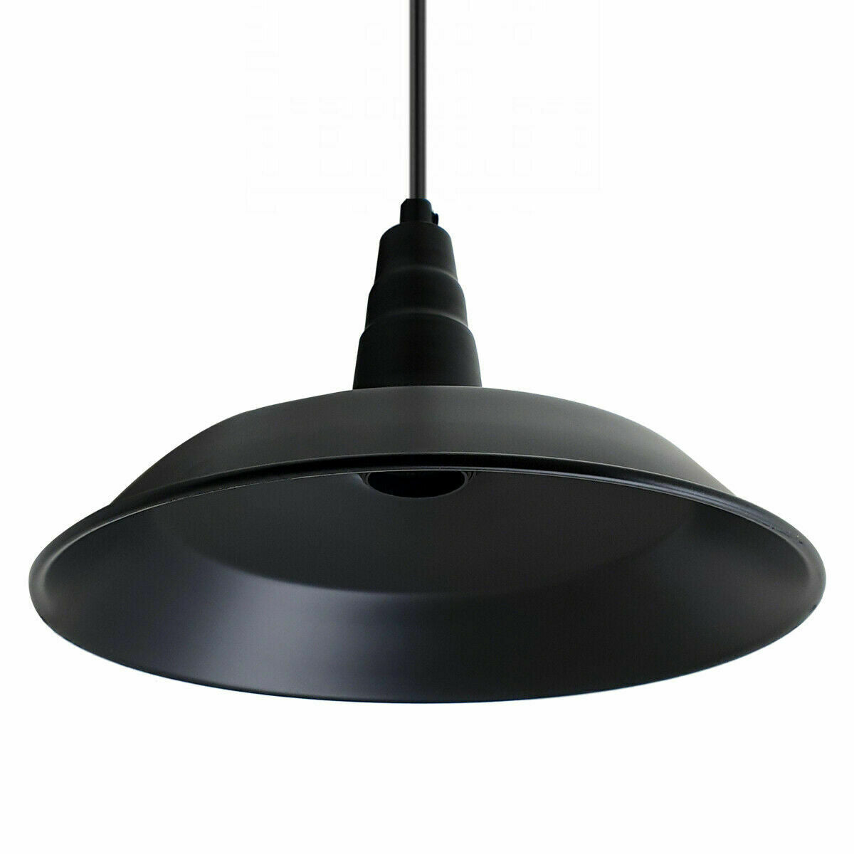 Industrial Vintage New Pendant Ceiling Light 260cm Bowl Shade Black E27Uk Holder~3727 - LEDSone UK Ltd