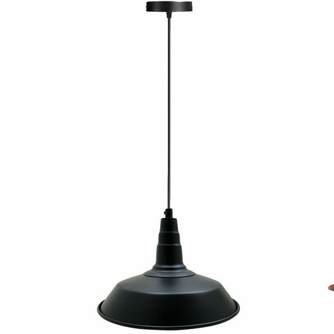 Nouveau plafonnier suspendu vintage industriel 260 cm abat-jour bol noir support E27Uk ~ 3727