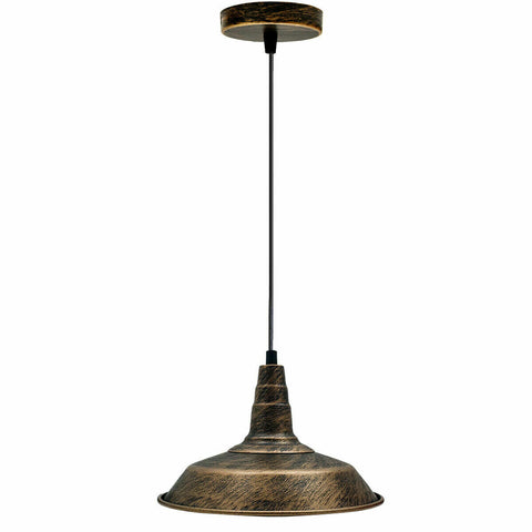Plafonnier suspendu Vintage industriel, 26cm, abat-jour en cuivre brossé, support E27Uk ~ 3726