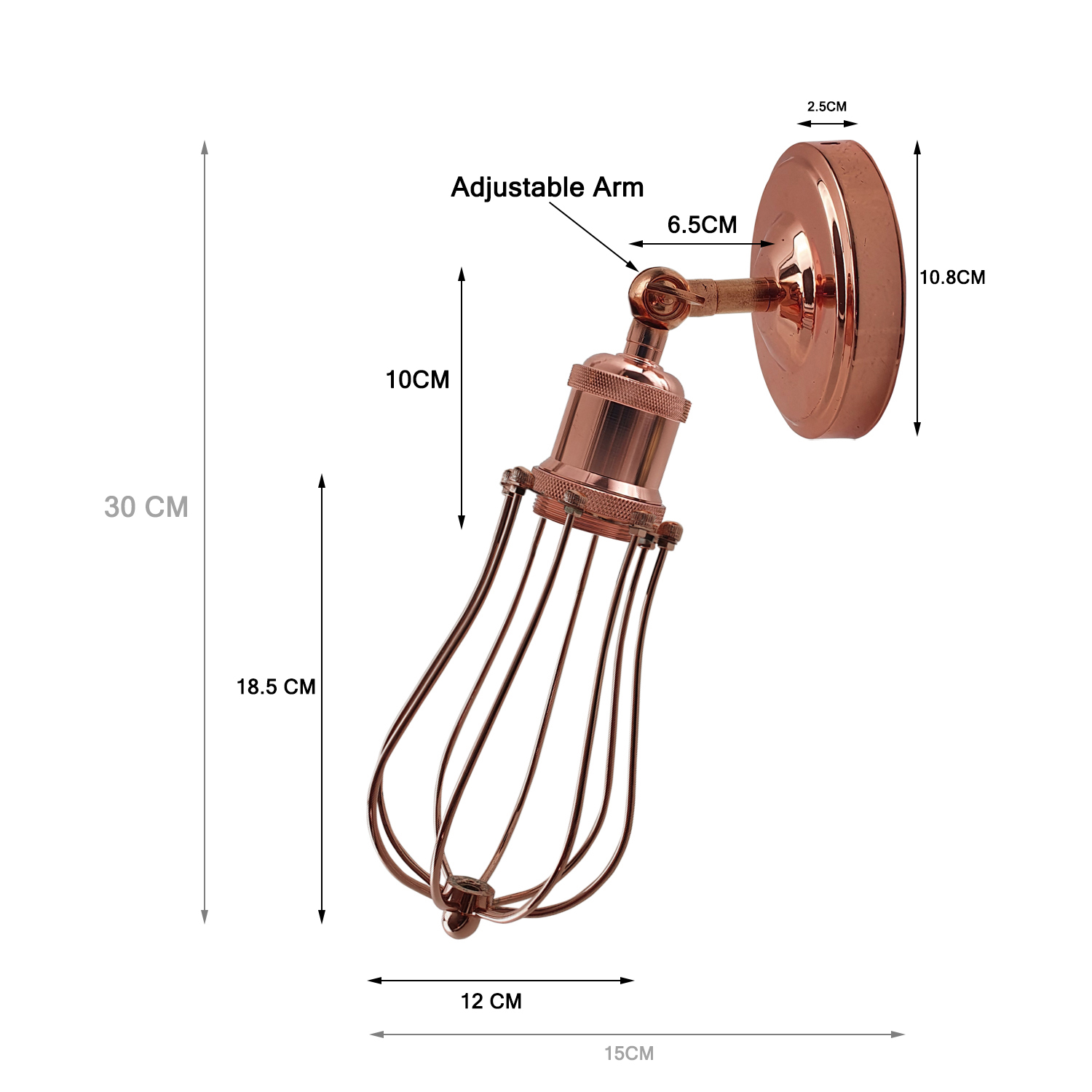 Industrial Vintage Retro Rose Gold Sconce Wall Light Lamp Fitting Fixture~3731 - LEDSone UK Ltd