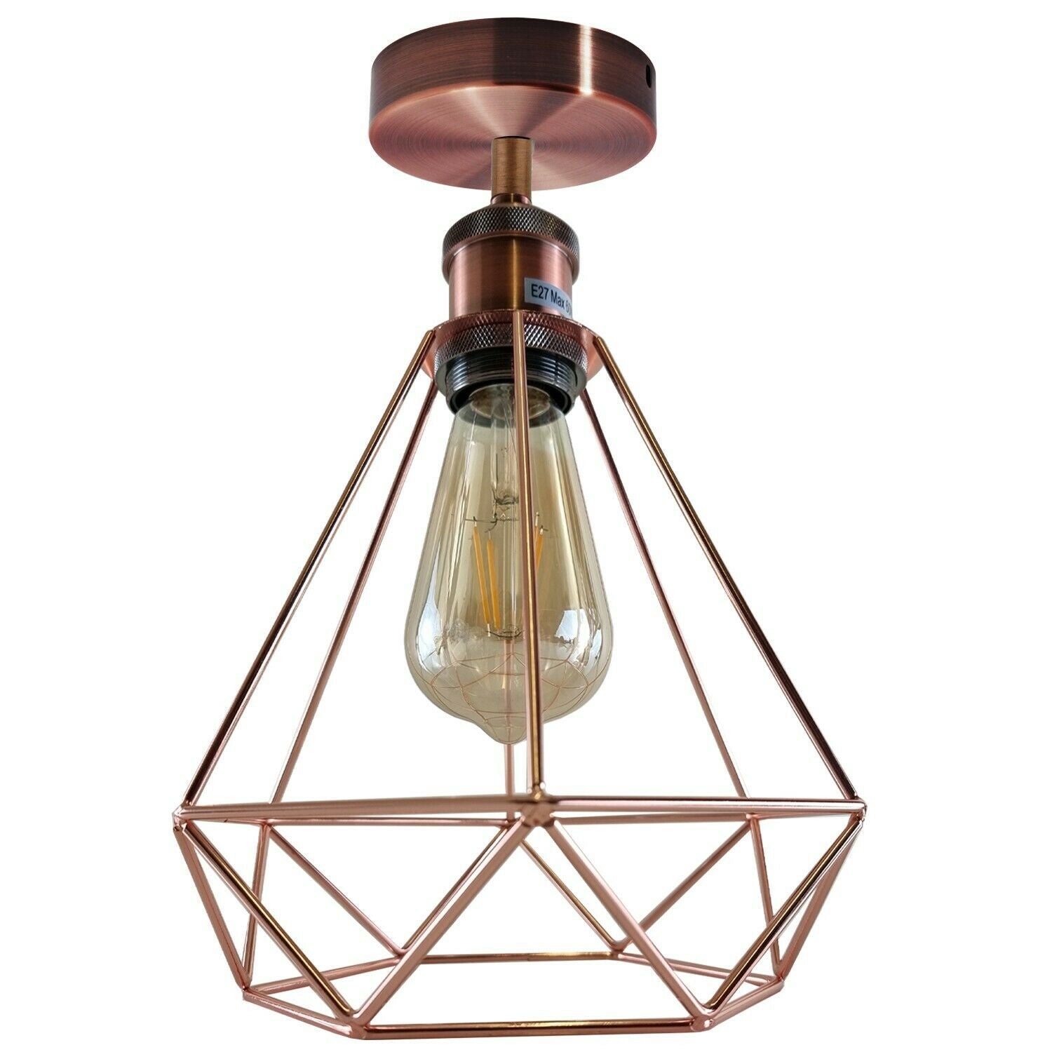 Vintage Retro Industrial Geometric Cage Ceiling Light Shade Flush Mount Light UK~3669 - LEDSone UK Ltd