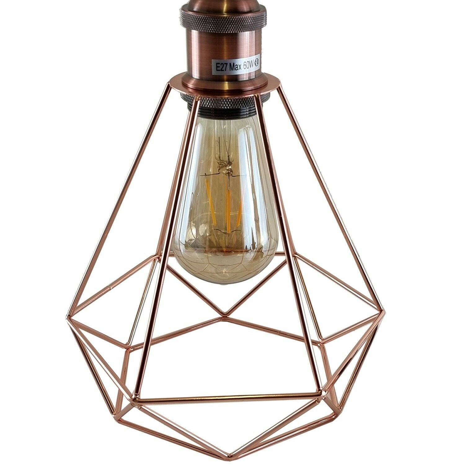 Vintage Retro Industrial Geometric Cage Ceiling Light Shade Flush Mount Light UK~3669 - LEDSone UK Ltd