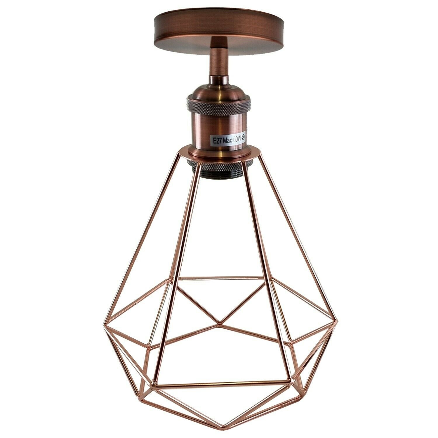 Vintage Retro Industrial Geometric Cage Ceiling Light Shade Flush Mount Light UK~3669 - LEDSone UK Ltd