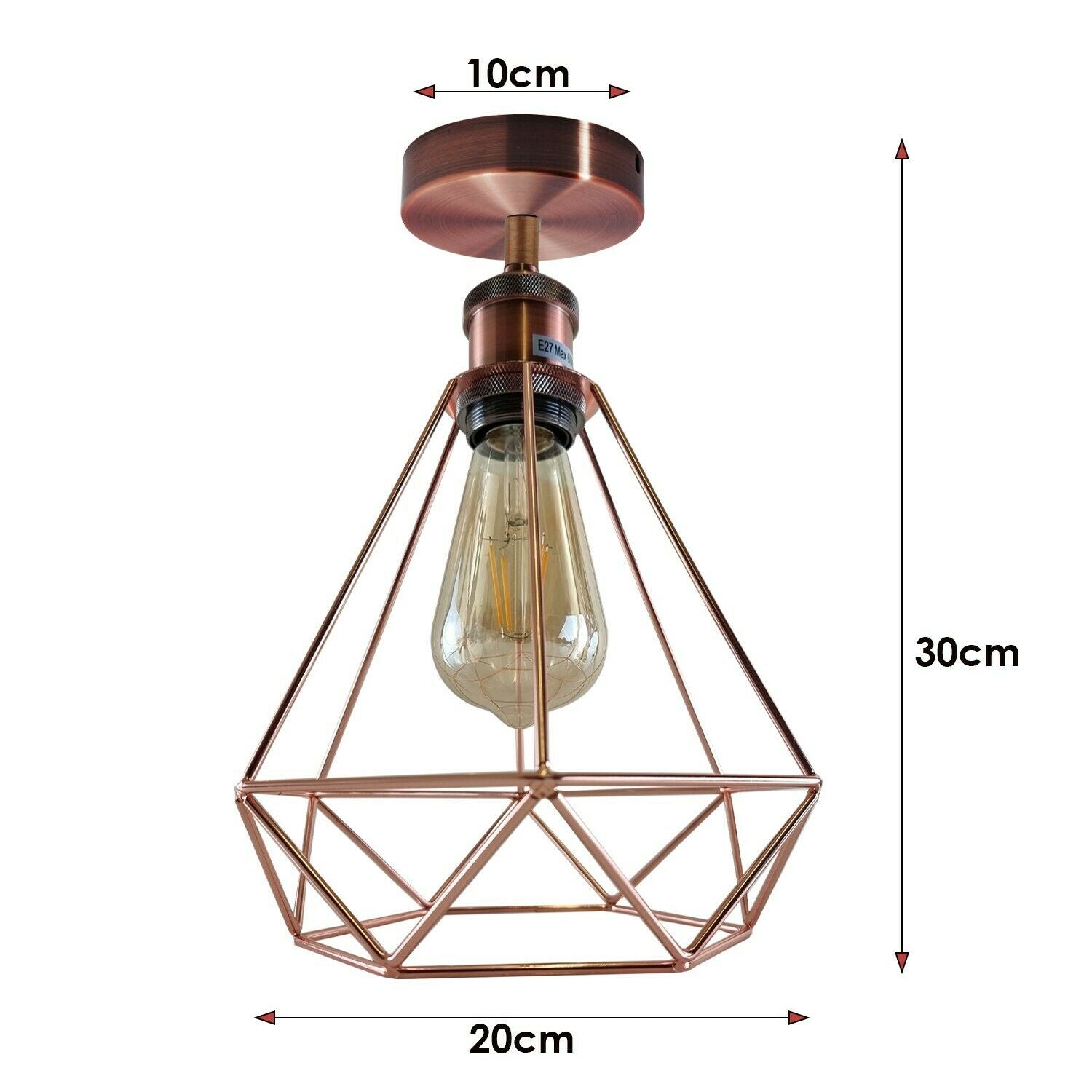 Vintage Retro Industrial Geometric Cage Ceiling Light Shade Flush Mount Light UK~3669 - LEDSone UK Ltd