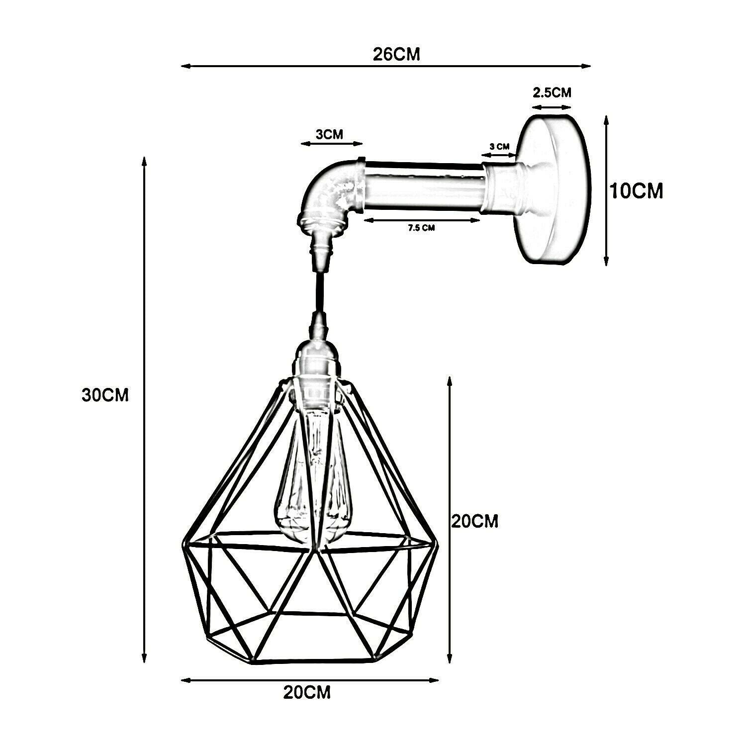 Diamond wire cage wall lights size.JPG