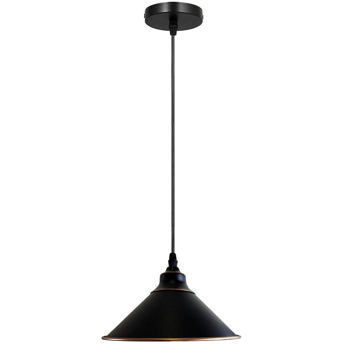 Industrial Vintage Ratio single head Round Black cone Ceiling Pendent lights E27 Holder Chandelier~3709 - LEDSone UK Ltd