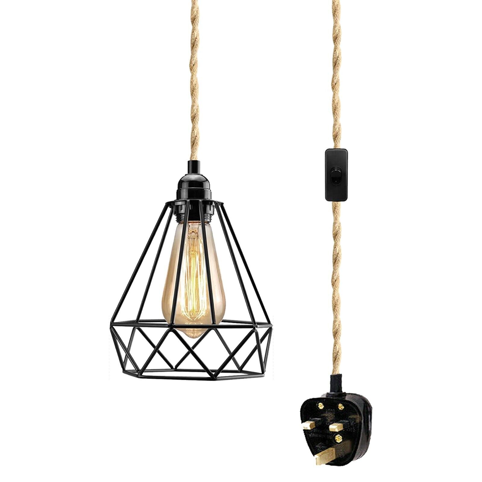  Hemp Rope Code Pendant Lamp Light