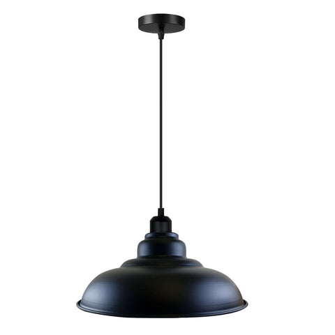 LEDSone industriel Vintage 32 cm noir pendentif rétro abat-jour en métal E27 support britannique ~ 3691