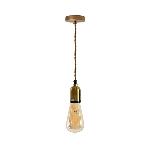 Lampe suspendue moderne en tissu, fil jaune doré, plafond en laiton jaune, Rose E27, support de lampe ~ 3682