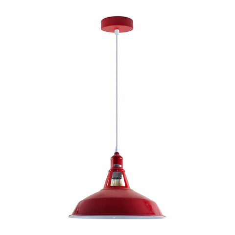 Industriel Vintage moderne en métal rétro E27 plafond rouge grange fendue pendentif ombre ~ 3742