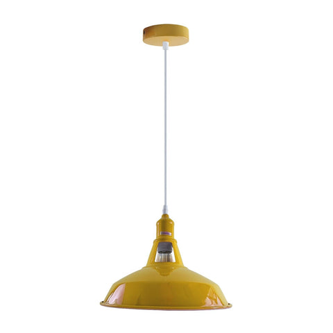 Industriel Vintage Moderne Métal Rétro E27 Plafond Jaune Grange Fendue Pendentif Abat-Jour ~ 3740