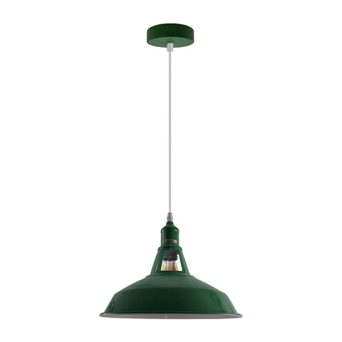 Industriel Vintage Moderne Métal Rétro E27 Plafond Vert Grange Fendue Pendentif Abat-Jour ~ 3739