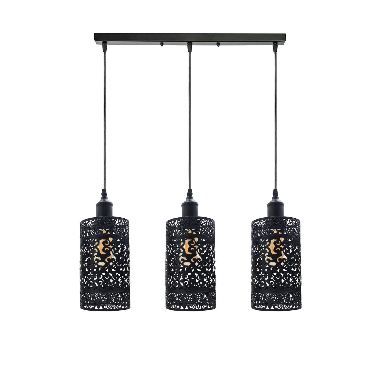 Industrial Modern 3 Way Retro Brushed Silver Cage Ceiling Hanging Pendant Shade E27~3757 - LEDSone UK Ltd