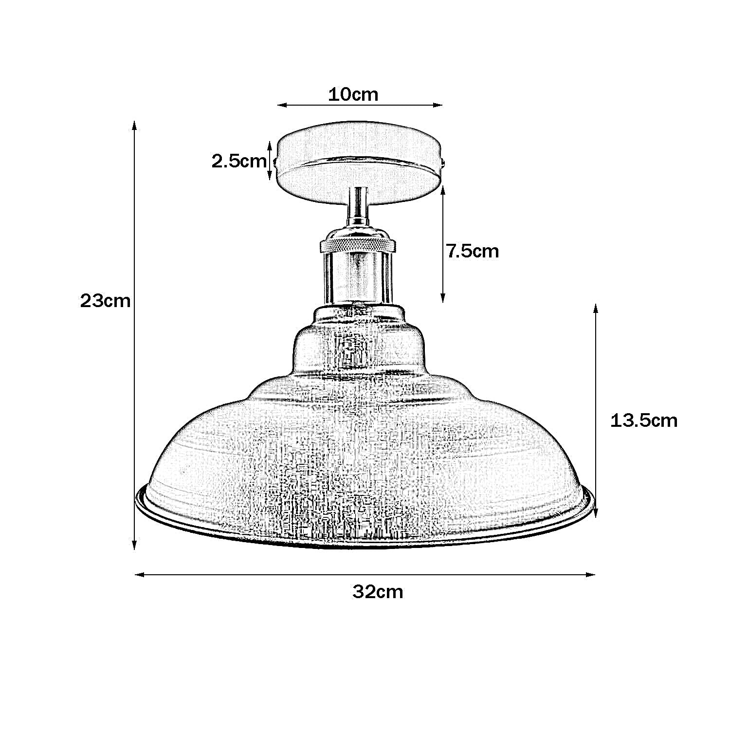 Industrial Vintage Retro Flush Mount Glossy Shade white colour Ceiling Light E27 UK~3768 - LEDSone UK Ltd