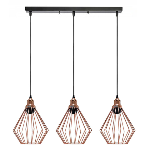 Plafond en métal rétro industriel Vintage, lampes suspendues rectangulaires à 3 voies ~ 3775