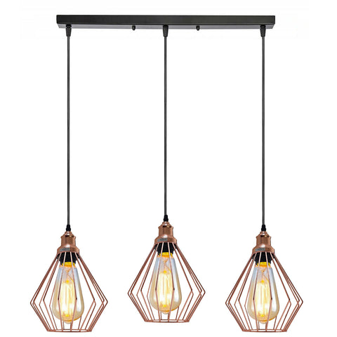 Plafond en métal rétro industriel Vintage, lampes suspendues rectangulaires à 3 voies ~ 3775