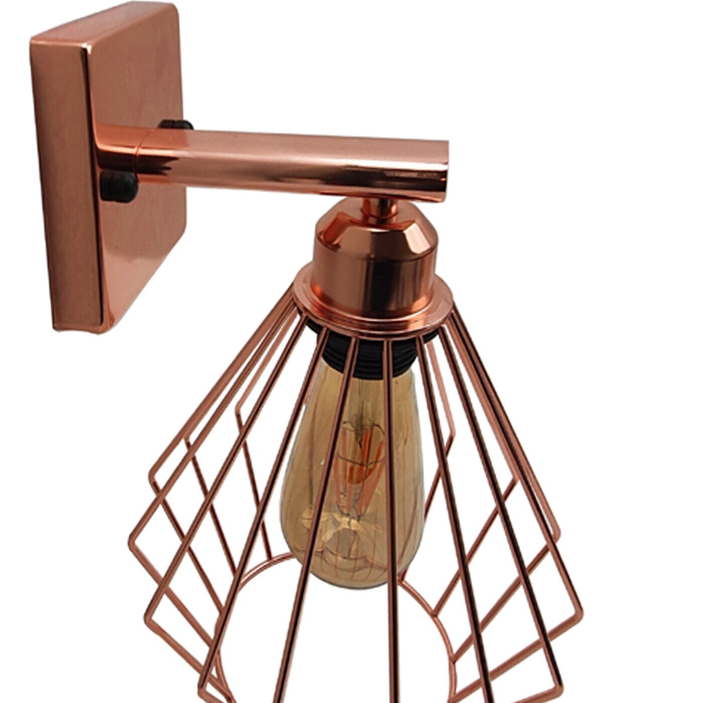 Industrial Vintage Metal  Rose gold cage Wall Lamp E27 Uk Holder~3773 - LEDSone UK Ltd