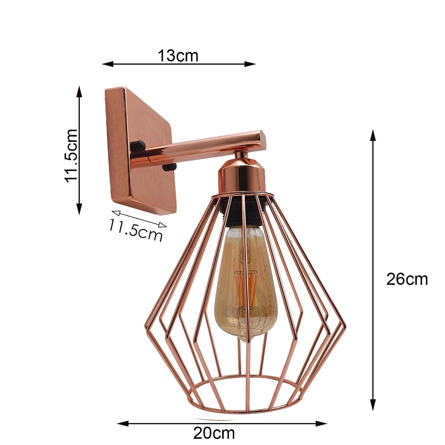 Industrial Vintage Metal  Rose gold cage Wall Lamp E27 Uk Holder~3773 - LEDSone UK Ltd