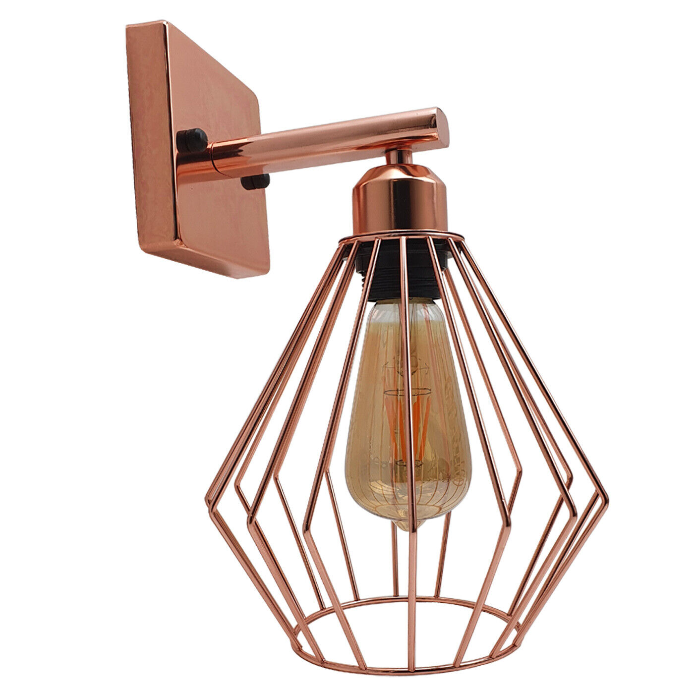 Industrial Vintage Metal  Rose gold cage Wall Lamp E27 Uk Holder~3773 - LEDSone UK Ltd