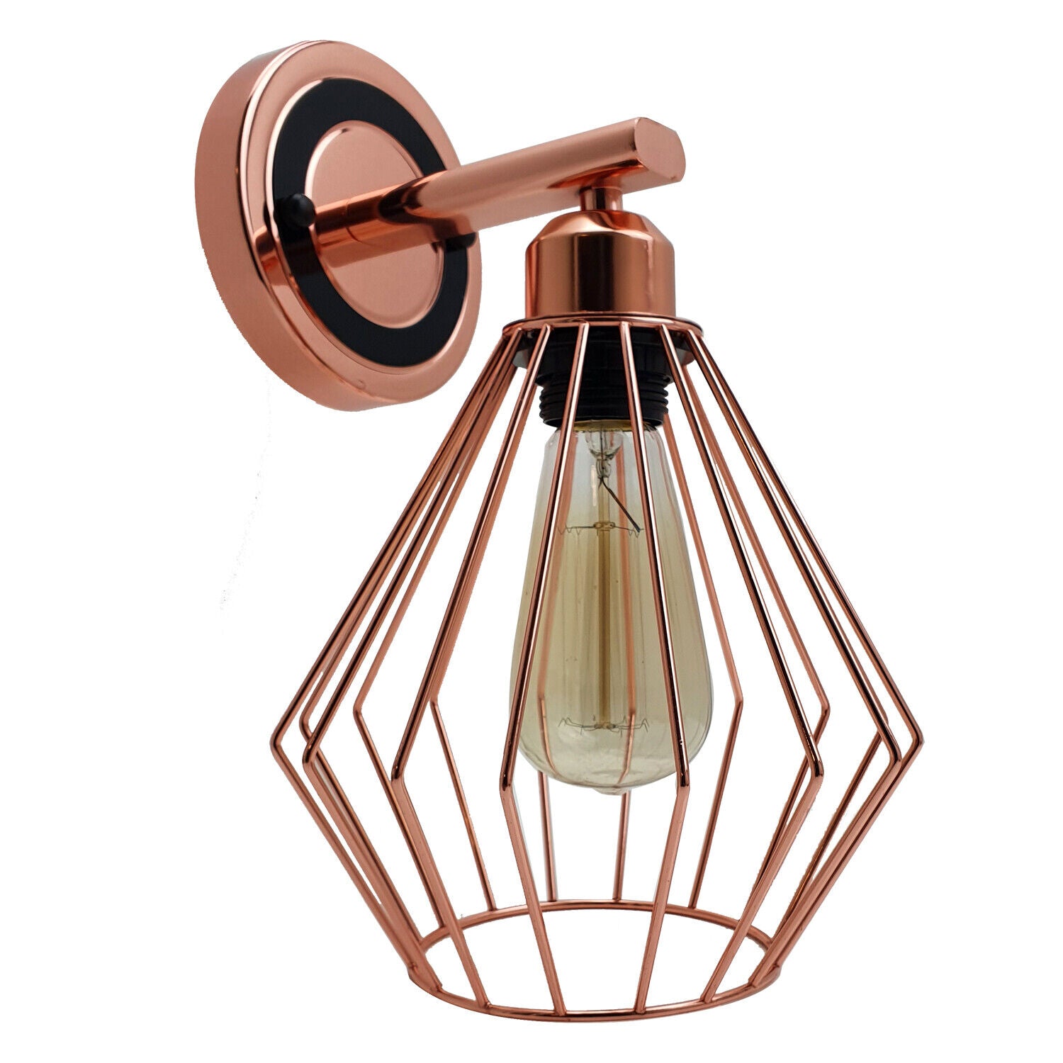 Industrial Vintage Metal  Rose gold Diamond cage Wall Lamp E27 Uk Holder~3772 - LEDSone UK Ltd