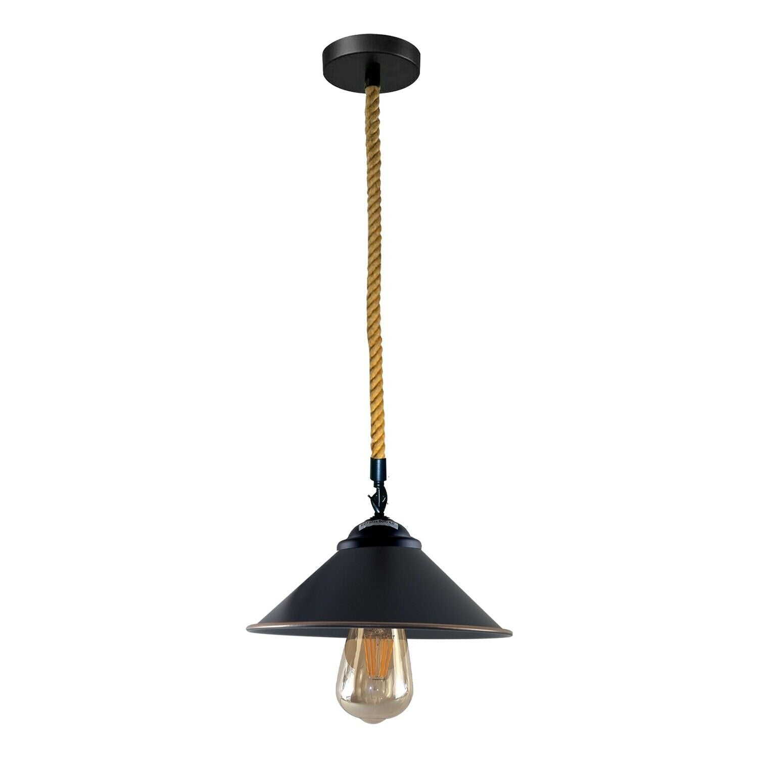 Vintage Retro Industrial Loft Cone Hemp rope Single Pendant Light Retro Lamp~3785 - LEDSone UK Ltd