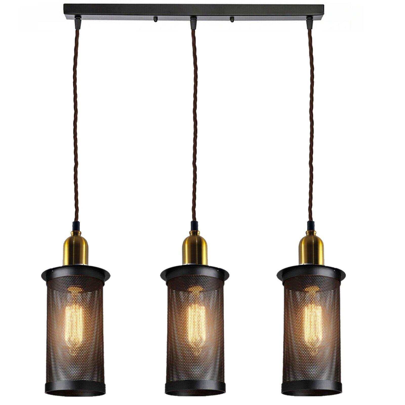 3 Head Retro Industrial Vintage Metal Ceiling Lampshade Chandelier Pendant Light