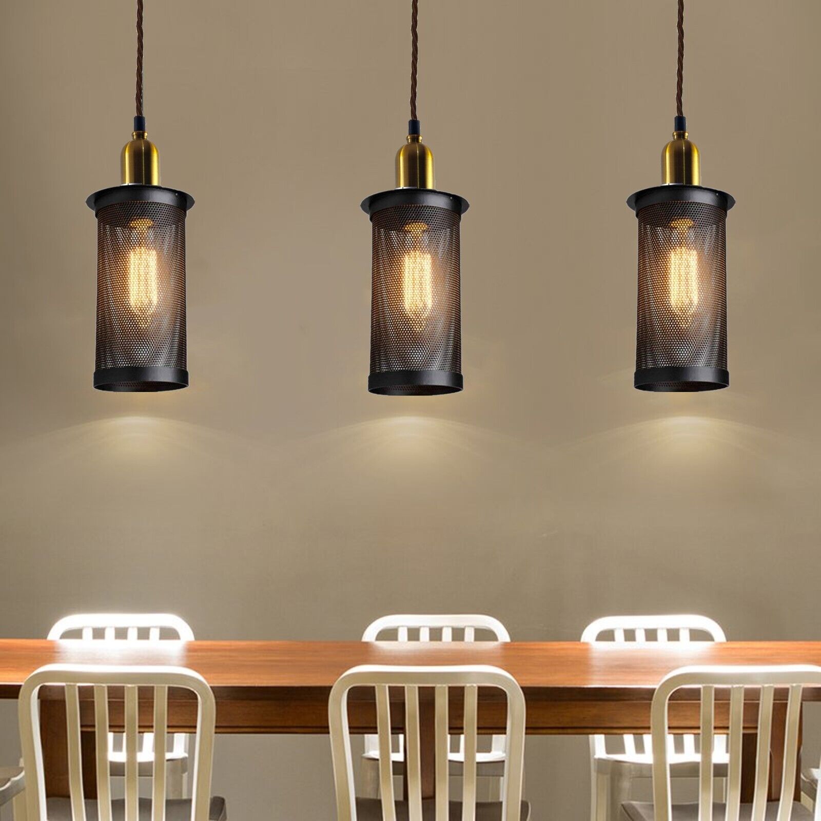 3 Head Retro Industrial Vintage Metal Ceiling Lampshade Chandelier Pendant Light