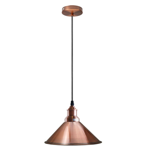 Éclairage suspendu de plafond simple Vintage industriel, abat-jour en cuivre à cône métallique, support E27 UK ~ 3815
