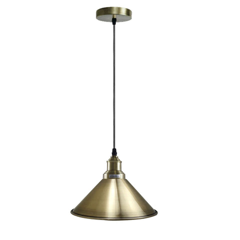 Industriel Vintage plafond unique pendentif éclairage cône en métal vert laiton abat-jour E27 UK support ~ 3813