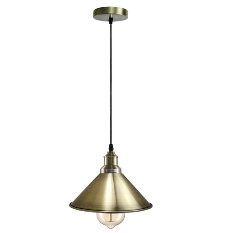 Industriel Vintage plafond unique pendentif éclairage cône en métal vert laiton abat-jour E27 UK support ~ 3813
