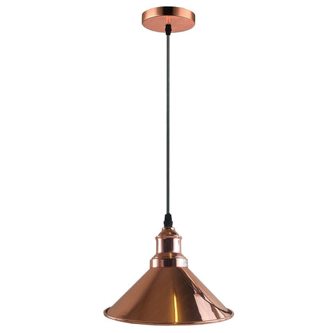 Éclairage suspendu de plafond simple Vintage industriel, cône en métal, abat-jour en or Rose, support E27 UK ~ 3818