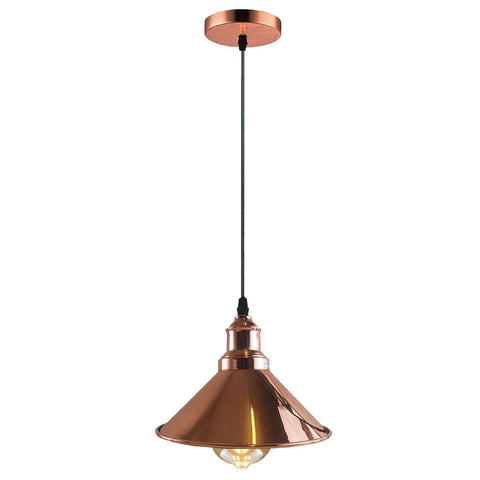 Éclairage suspendu de plafond simple Vintage industriel, cône en métal, abat-jour en or Rose, support E27 UK ~ 3818
