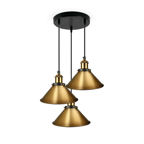 Industriel Vintage métal suspension abat-jour lustre rétro plafond jaune laiton abat-jour ~ 3860