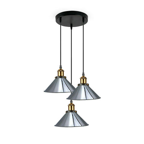 Industriel Vintage métal suspension abat-jour lustre rétro plafond Chrome abat-jour ~ 3856