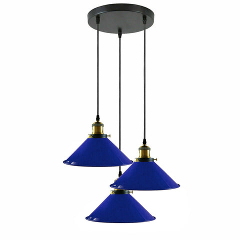 Industriel Vintage métal suspension abat-jour lustre rétro plafond bleu marine abat-jour ~ 3854
