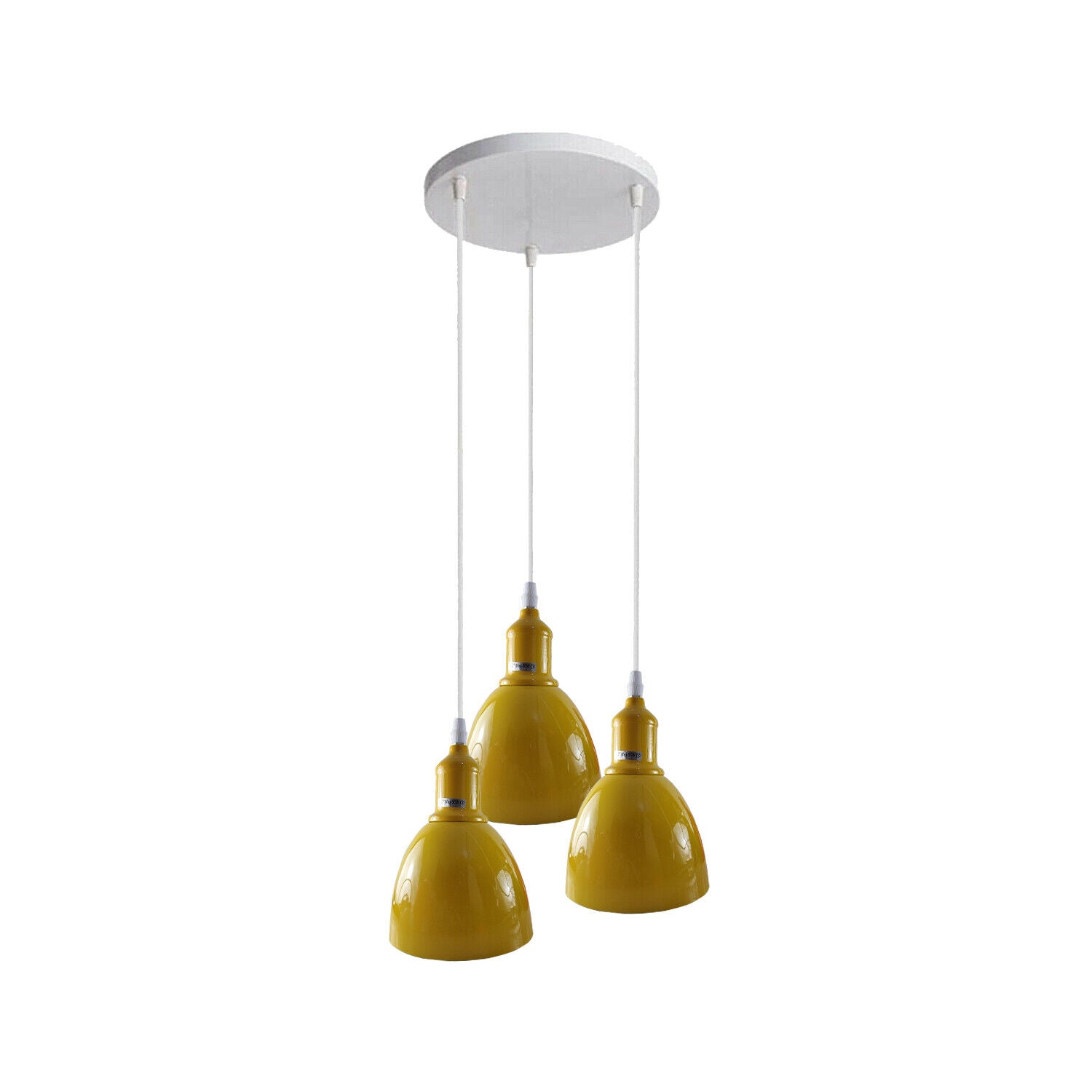 Bright yellow cluster pendant light with 3 bulbs 