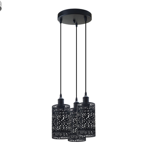 Lampe suspendue industrielle Vintage rétro à 3 voies, plafond rond, base e27, lampe en métal noir ~ 3925