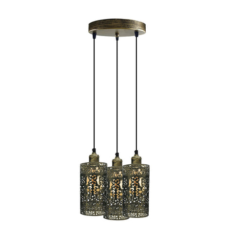 Lampe industrielle Vintage rétro à 3 voies, plafond rond, base e27, lampe en métal brossé ~ 3922