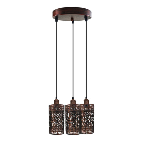 Lampe industrielle vintage rétro à 3 voies, plafond rond, base e27, lampe rustique en métal rouge ~ 3921