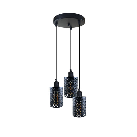 Lampe suspendue noire à 3 voies, Vintage industriel rétro, base de plafond ronde ~ 3945