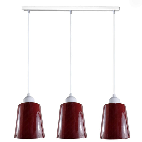 Lampe suspendue industrielle moderne rétro à 3 voies en forme de cloche rectangulaire, support E27 UK ~ 3963